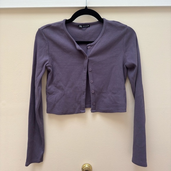 Zara Tops - Zara Purple Button Down Crop Top